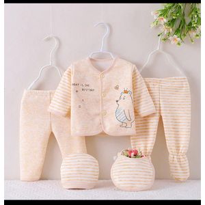 5 Pieces Cotton Newborn Baby Receiving Set-cream