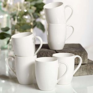 Premium 6-Piece White Ceramic Mug Set Classic Tea & Coffee Mugs Durable, Elegant & Minimalist Design