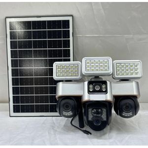  Easy to Install Waterproof and durable solar security lighting system with High Brightness Solar Flood Light with Two In One V380 Pro 12MP 4G Sim card PTZ Rotating Multiple Lens screens Outdoor Security Solar CCTV Camera