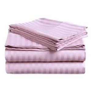 4 Pcs Pink Stripped Bedsheets ( 2pcs Bedsheets & 2 Pillow Cases)