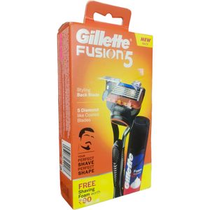 Gillette Fusion 5 Shaving Razor + Shaving Foam With 5 Diamond Coated Razors