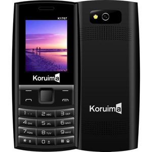 Koruima  K1707 1.77" 1000mAh Big Batteries  Dual Sim Wireless FM Radio Torch Keypad Feature Phones-Black