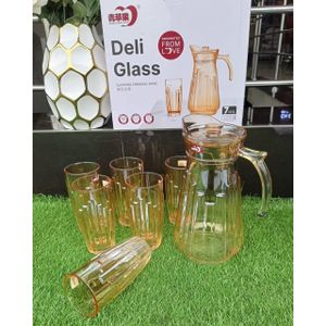 Premium 7-Piece Drinkware Set With 1.7L Serving Jug & 6pcs 370ml Glass Tumblers