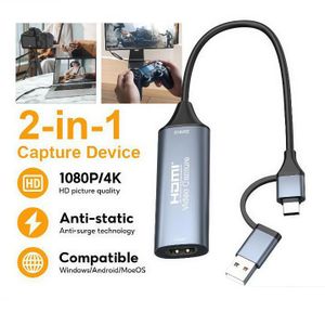 2 in1 4K 1080P HDMI to USB Type C Video & Audio Capture Card , Plug Play  for Live Streaming OBS Gaming for PS5, PS4, Xbox, Switch & Live Streaming 