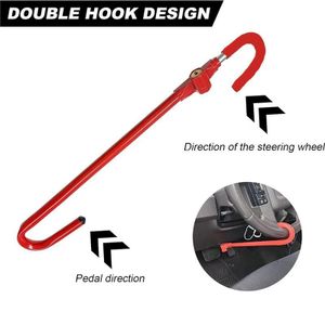 High Quality Round Steel Universal Adjustable Lock Designed for Strong Vehicle Protection Universal All Vehicles Anti-Theft Security Car Steering Wheel Lock Brake Clutch Lock Retractable Locking Hook Device with 3 Keys