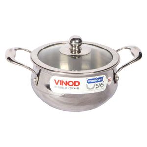 Vinod Platinum Triply Medium Belly Saucepot - 16Cm, 2Ltr