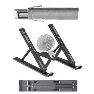 Aluminum Alloy Foldable Laptop Cooler Fan Stand Low Noise Laptop Stand Computer Stand- Black