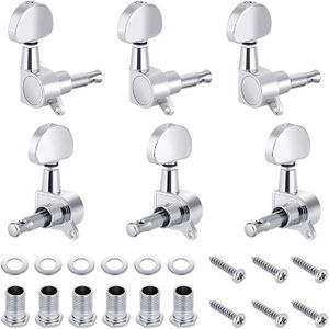 Bn Products 6 Pieces Guitar String Tuning Pegs for Acoustic or Electric Guitar, Chrome (3 for Left + 3 for Right)