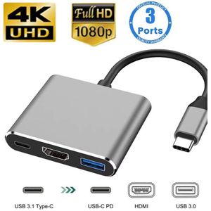 3-in-1 USB-C Multiport Adapter, Type-C Hub with 4K@60Hz HDMI, 5Gbps USB 3.0 & 100W PD Fast Charging, Aluminum Portable Dock for MacBook Pro/Air, iPad Pro, Dell XPS & USB-C Laptops