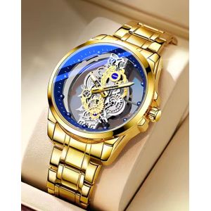 Blue Glass Skeletal Quartz Luminous  Watch