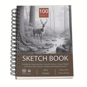 A5 spiral-bound sketchbook (100 sheets) with hard backing