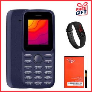 Itel 2163 1.8" Display, Kabambe 1000mAh Bright Torch FM Radio, Dual SIM - Blue  with free gifts(battery and bracelet)