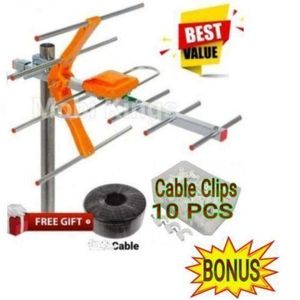 Digital Universal Standard TV Aerial Strong Signal Receiver Antenna For Hisense, Vision, Vitron 43" Smart Android Frameless TV Full HD + FREE GIFTS  Aerial Cable , TV Cable Clip