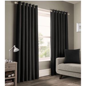 Window Curtains 2Pc 1.5M Each Plus Free Sheer, Black
