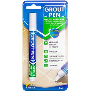 Rainbow Designs White Tile Paint Marker: Waterproof Grout Paint, Tile Grout Colorant and Sealer Pens - White, Narrow 5mm Tip (7mL)
