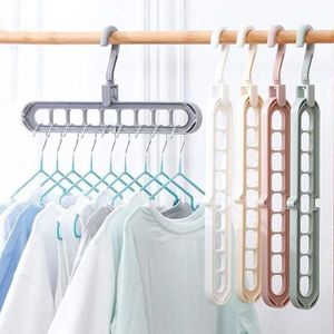 9 in 1 Magic Hanger Storage Rack Adjustable Anti-Slip Hanger Hooks Closet Tie Scarf Organize Holder Pants Clothing Drying Rack - 10 pieces 