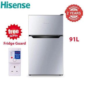 Hisense 91L Double Door Refrigerator, Top Freezer, Low Noise, Energy Saving, Silver 