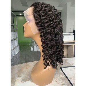 Pure human hair deep full frontal water curl wig 