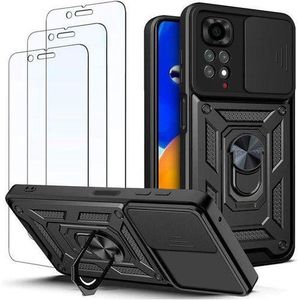 For Xiaomi Redmi Note 11 4G/ Note 11s Case,Sliding Camera Lens Cover 360° Rotating Ring Cover