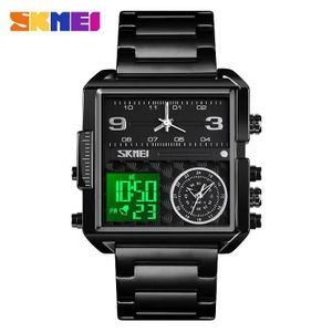 Skmei 1584 Dual Time Men Fashion Watch Alarm Clock Night Light Waterproof Quartz Analog Digital mens Watch 