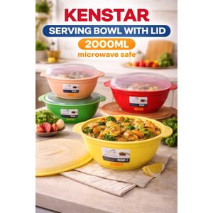 Kenstar 3 pcs 2 litres capacity microwave friendly bowls with lids.