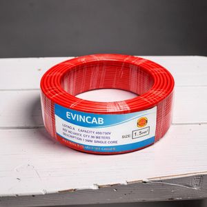 Evin 1.5mm Red Single Core Solid Low Smoke Durable Flexible PVC Indoor Electrical Wiring Cable 