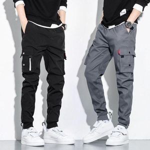 SHJO Cargo Pants Men's 2-Pack Daily Casual Outdoor Wear Polyfiber Multi Pockets Elastic Waist Jogger Trousers Black Gray