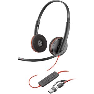 Jabra Poly Blackwire 3220 Wired Stereo USB-C Headset with Noise Cancelling Microphone USB-C to USB-A Adapter HD Audio UC Certified Business Headset for Microsoft Teams Zoom Google Meet Cisco Webex Skype Windows Mac PC Laptop Call Center Office – 8X228AA