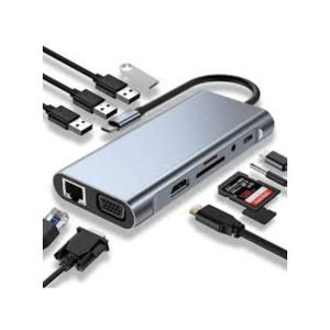 Universal USB C HUB, USB C Adapter 11 in 1 Dongle with 4K HDMI, Type-C PD, VGA, USB3.0, RJ45 Ethernet, SD/TF Card Reader, 3.5mm AUX, Docking Station Compatible with MacBook Pro/Air, Other Type C Laptops