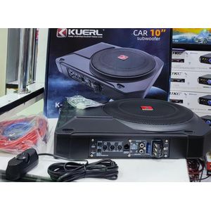 KUERL K-P10APR 800W Under-Seat Car Subwoofer Amplifier 10-inch Slim Design 12V. Powered underseat woofer 