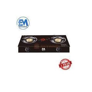 ElectroMate Glass Double Burner Gas Cooker – Efficient & Stylish