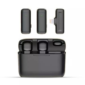 J13 2 Pack USB LIGHTNING IPHONE JACK Wireless Lavalier Microphone for IPHONE, 2.4GHz Lapel Mic with Charging Case for Video Recording, TikTok, Live Stream, Plug-Play Mini Mic with Noise Reduction Auto Sync