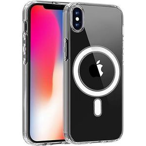 iPhone X XS Clear MagSafe Case, Strong Magnetic Ring Hybrid Protection Slim Lightweight Fit Transparent Crystal Design Protective Phone Case