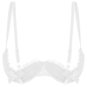 Balconette Bra Sexy Shimmer Lace Underwire Bras Unlined 1/2 Cup Sheer  Bralette