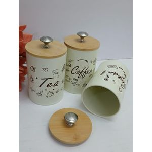Airtight Kitchen Canisters Set – Sugar, Tea & Coffee Storage Jars (Cream White Metal)