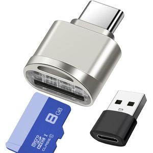Micro SD Card Reader, USB C to SD Card Reader with USB C to USB Adapter(memory card no include)