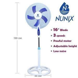 AILYONS FS-1609-K 16'' Inch Stand Fans, 5 Speed, - White/Blue (1YR WRTY)