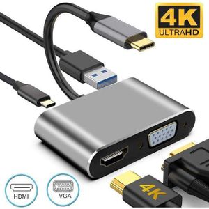 4 in 1 USB Type C to Hub 4K HDMI+VGA+Type-C+USB Port Display Adapter Splitter Box