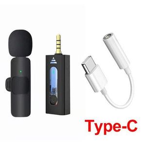 Portable Dual Mini Lapel K35  Dual Wireless Microphone Plug Play Vlogging Mics With Collar Mic + Free Type C To 3.5 Connector
