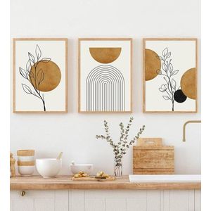Cool Prints A3 Framed Wall Art Set of 3. Printed Wall Decor with Wooden Frames, Ready to Hang Home Decor