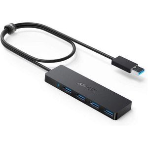 4-Port USB 3.0 Hub - Ultra-Slim Data Transfer, Black