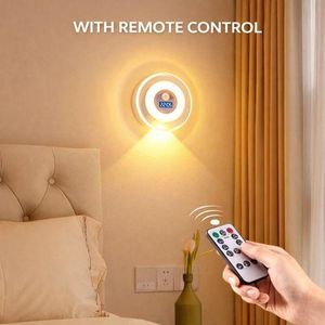 TIMBUTUS Smart Motion Sensor LED Night Light with Digital Clock, Remote Control, Stepless Dimming & 3 Light Modes – USB Rechargeable Wall Lamp