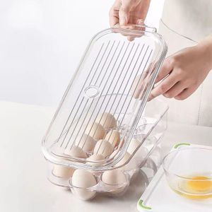 16 Grid Egg Holder with Lid & Handle – Acrylic Fridge Egg Storage Container