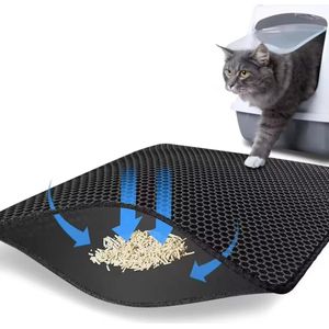 Double layer anti slip cat litter trapping mat