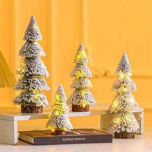30CM Mini Artificial Christmas Tree Tabletop Christmas Tree with LED-String Lights Hanging Ornaments Stand for Indoor Christmas Decoration