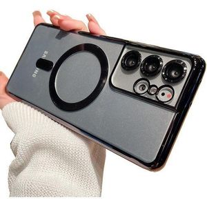 Galaxy S21 Ultra Case Compatible with Magsafe Wireless Charging,with Camera Protector Transparent for Samsung Galaxy S21 Ultra Soft Cover Luxury (S21Ultra,Black)