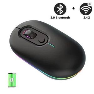 Wireless Bluetooth + 2.4G Dual-mode Rechargeable LED Optical Mouse - Blue