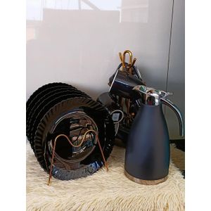 14-Piece Breakfast Set with Plates, Tea Cups & 2L Flask – Dining Tableware