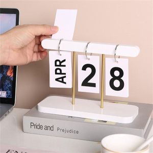 *Modern Wooden Perpetual Calendar Flip Month Date Display Desktop