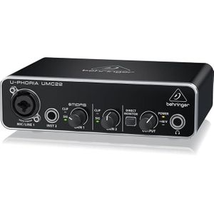 Behringer U-PHORIA UMC22 Audiophile 2x2 USB Audio Interface with MIDAS Mic Preamplifier
